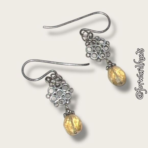 Bundle Sale 3 for $15 | Silver-Tone Dangle Earrings with Yellow Bead - Picture 3 of 6